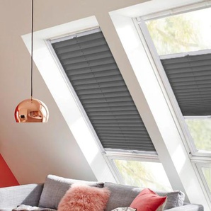 Dachfensterplissee SUNLINES Classic Style Crepe Plissees Gr. 116 cm, zweiseitig verschiebbar, 49 cm, grau (anthrazit, weiß) Dachfensterplissees