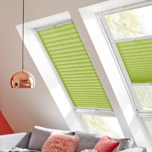 Dachfensterplissee SUNLINES StartUp Style Crepe Plissees Gr. 141,7 cm, zweiseitig verschiebbar, 117,3 cm, grün (grün, weiß) Dachfensterplissees