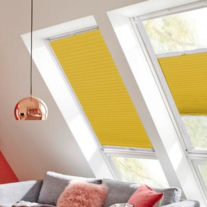 Dachfensterplissee SUNLINES StartUp Style Honeycomb VD Plissees Gr. 115,9 cm, zweiseitig verschiebbar, 117,4 cm, gelb (senfgelb, weiß) Dachfensterplissees