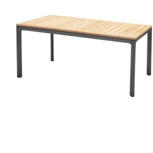 DALGAS Gartentisch 90x160, Aluminiumrahmen in Magnesium Grau, Tischplatte aus Teakholz