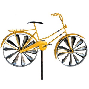 Dandibo - Gartenstecker Metall Fahrrad xl 160 cm Gelb 96101 Shabby Windspiel Windrad Wetterfest Gartendeko Garten Gartenstab Bodenstecker