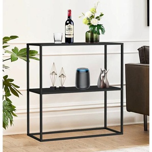 DanDiBo Konsolentisch Metall Schwarz Schmal mit 2 Ebenen Modern 80x80x25 cm Regal Stehend Standregal 96473 Metallregal mit Ablage