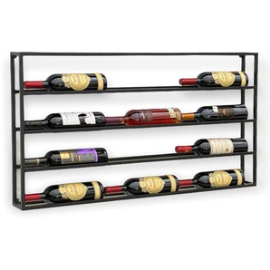 DanDiBo Weinregal Metall Wand 100 cm Schwarz Flaschenregal 96239 Flaschenhalter Wandmontage Modern Wandhalter Wandregal für 15 Flaschen