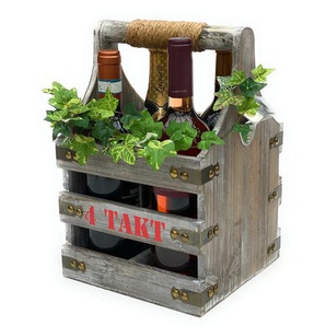 Dandibo - Weinträger 4 Flaschen Flaschenträger Holz 4 Takt 96034 Weinregal Flaschenkiste Flaschenkorb Weinflaschenträger