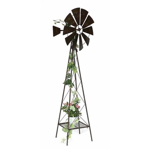 Dandibo - Windrad Metall 170 cm kugelgelagert Braun Windspiel Gartenstecker 96019 Windmühle Wetterfest Gartendeko Garten Bodenstecker