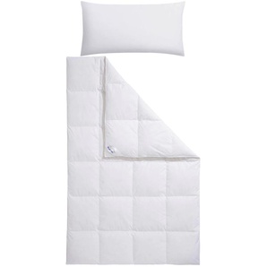 Daunenbettdecke + Kopfkissen OBB Lilly Bettwaren-Sets Gr. B/L: 155 cm x 220 cm 1, B/L: 40 cm x 80 cm (1), Bezug: Baumwolle Füllung: Entendaune/-feder, weiß Sommerbettdecke In 4 Wärmeklassen, in Größe 135x200 & 155x220 cm erhältlich.