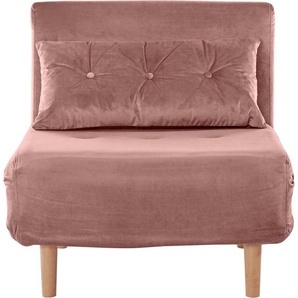 Daybett HOME AFFAIRE Daybetten Gr. Samtvelours Breite: 77 cm, Liegefläche B/L: 77 cm x 195 cm Höhe: 77 cm, kein Härtegrad, Schaumstoffmatratze, rosa Tagesbetten Daybetten ausziehbare Metallstützbeine, Schlafsessel in zwei Größen erhältlich