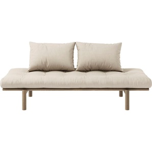 Daybett KARUP DESIGN Pace Daybetten Gr. Gestell Carob Braun lackiert, Liegefläche B/L: 75 cm x 200 cm Betthöhe: 37 cm, Gewicht bis: 28 kg, Futonmatratze, beige Tagesbetten aus massiven Kiefernholz, inkl. Futonmatratze