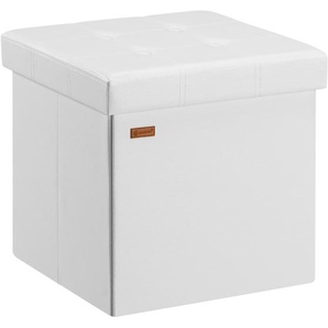 DE Sitzhocker Weiß Kunstleder 38x38x38cm faltbar 106837