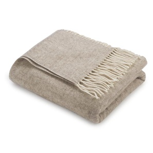 Decke Classic 140x200 cm natur mit Fransen, 100% Merino Wolle