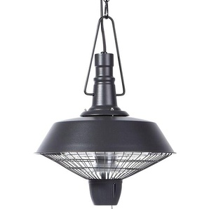 Deckenheizstrahler Schwarz Elektrischer Terrassenstrahler aus Stahl 2100 Watt mit 2 Halogen Lampen Modern