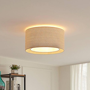 Deckenlampe Soula Lindby, dimmbar, creme / amber, für Wohn- / Esszimmer, Kunststoff, Landhaus / Rustikal, Deckenlampe 10012920