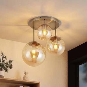 Deckenlampe Teeja Lindby, dimmbar, creme / amber, für Wohn- / Esszimmer, Glas, Modern, Deckenlampe 9628017