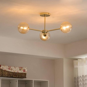 Deckenleuchte 3-flammig 62 x 25 x 62cm Gold/Gold Material: Glas, Metall LED G9