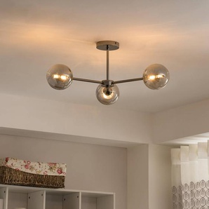 Deckenleuchte 3-flammig 62 x 25 x 62cm Grau/Grau Material: Glas, Metall LED G9