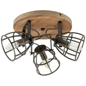 Deckenleuchte, 3-flammig, Holz/Metall ¦ holzfarben