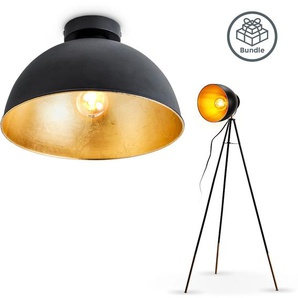 Deckenleuchte B.K.LICHT Lampen schwarz (schwarz, gold, 2, teiliges set) Leuchten-Set Deckenlampen