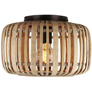 Deckenleuchte BRILLIANT Woodrow Lampen Gr. 1 flammig, Ø 32 cm Höhe: 22 cm, braun (hellbraun) Deckenlampen Bambus - Nature Style dimmbar Ø 32cm E27 Fassung