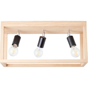 Deckenleuchte BRILLIANT Nerea Lampen Gr. 3 flammig, Höhe: 25 cm, braun (holzfarben) Deckenlampen 25 x 52 20 cm,3 E27, HolzMetall, eiche geölt