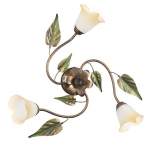 Deckenleuchte, Bronze, Olivgrün, Metall, Glas, 20x50x50 cm, Lampen & Leuchten, Innenbeleuchtung, Deckenleuchten