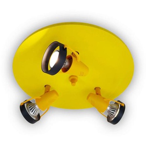 Deckenleuchte, Gelb, Kunststoff, Holzwerkstoff, rund,rund, 35x35x15 cm, verstellbare Spotlights, Lampen & Leuchten, Innenbeleuchtung, Deckenleuchten