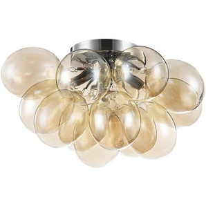 Deckenleuchte, Nickel, Bernstein, Metall, Glas, 38x22.5x38 cm, CE, Lampen & Leuchten, Innenbeleuchtung, Deckenleuchten
