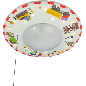 Deckenleuchte NIERMANN Baustelle Lampen Gr. Ø 54 cm Höhe: 11 cm, bunt (multi color) Kinder Kinderlampe Kinderzimmerleuchten hochwertiger Druck auf kompletter Oberfläche