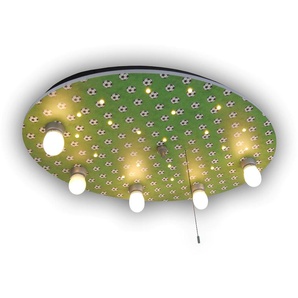 Deckenleuchte NIERMANN Fußbälle Lampen Gr. 5 flammig, Höhe: 7 cm, bunt (grün, silberfarben) Kinderlampe Deckenlampen Deckenleuchte Fußbälle
