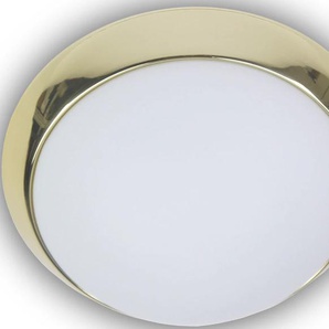 Deckenleuchte NIERMANN Opal matt, Dekorring Messing poliert, 35cm, LED Lampen Gr. 1 flammig, Ø 35 cm, weiß LED Deckenlampen