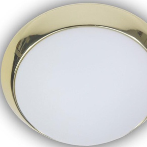 Deckenleuchte NIERMANN Opal matt, Dekorring Messing poliert, 40 cm, LED Lampen Gr. Ø 40 cm, weiß LED Deckenlampen
