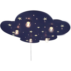 Deckenleuchte NIERMANN Wolke Lampen Gr. 5 flammig, Höhe: 7 cm, blau Kinderlampe Deckenlampen Deckenleuchte Wolke mit fluoreszend. Sternen