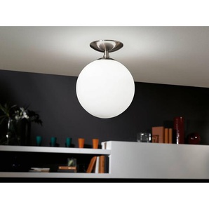 Deckenleuchte Opal Ø 25cm Weiß/Silber Hauptmaterial: Opalglas Sekundärmaterial: Stahl, geschliffen E27