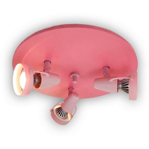 Deckenleuchte, Rosa, Kunststoff, Holzwerkstoff, rund,rund, 35x35x15 cm, verstellbare Spotlights, Lampen & Leuchten, Innenbeleuchtung, Deckenleuchten