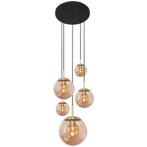 Deckenleuchte, Schwarz, Metall, Glas, 60x115-373x60 cm, höhenverstellbar, Lampen & Leuchten, Innenbeleuchtung, Deckenleuchten