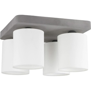 Deckenleuchte SPOT LIGHT GENTLE Lampen Gr. 4 flammig, Ø 13 cm Höhe: 21 cm, grau (grau, weiß) Deckenlampen Leuchtenschirm aus wertigen Stoff, Echtes Beton - handgefertigt