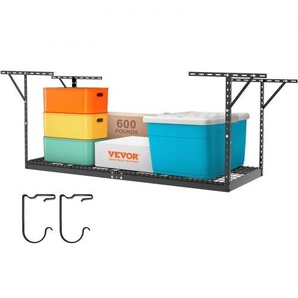Deckenregal für Garage, 91,4 x 243,8 cm, Deckenregal für Garage, verstellbare Regale aus kaltgewalztem Stahl für Garagenaufbewahrung, Organisation, 272 kg Tragfähigkeit, 55,9–101,6 cm, schwarz CKTHBCWJZHS36L1S2V0