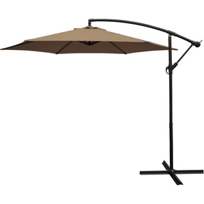 DEGAMO Ampelschirm Hängeschirm Sonnenschirm Aluminium 300cm taupefarben, mit Kurbel, Untergestell Alu, Material Bezug 100% Polyester, Gewicht 10kg 77009