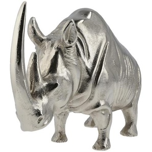 Deko Figur Nashorn - silber - Aluminium - 9 cm - 17 cm - 27 cm | Möbel Kraft
