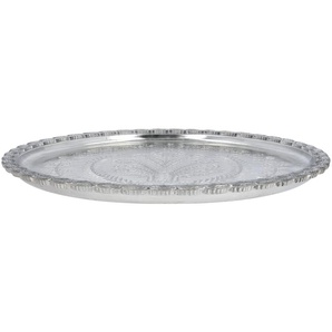 Deko Glasteller   ¦ silber ¦ Glas ¦ Maße (cm): H: 2  Ø: 30
