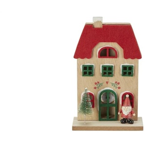 Deko-Haus mit LED | holzfarben | MDF,Polyresin (Kunstharz),Polyester,Kunststoff | 13 cm | 21,5 cm | cm 6,0 |