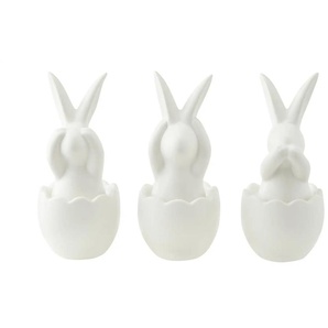 HOME STORY Deko Osterhasen 3er Set - weiß - Porzellan,Keramik - 13,7 cm - 6.0 | Möbel Kraft