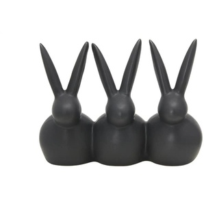 Deko Osterhasen - schwarz - Porzellan - 13,8 cm - 10,5 cm - 6,5 cm | Möbel Kraft