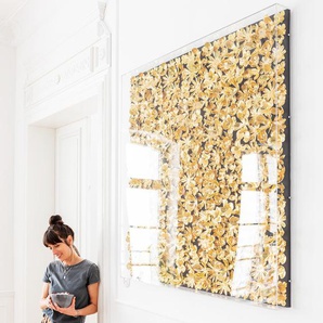 Deko Rahmen Gold Flower Leinen Gold 120 x 120 x 5cm