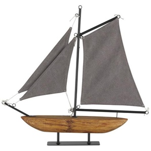 Deko Segelboot - grau - Holz, Baumwolle, Metall - 61 cm - 58 cm | Möbel Kraft