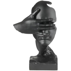 HOME STORY Deko Skulptur Gesicht - schwarz - Polyresin (Kunstharz) - 12 cm - 19 cm - cm 9,0 | Möbel Kraft