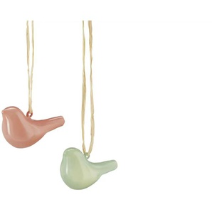 Deko Vogel Anhänger 2er Set - mehrfarbig - Glas,Naturprodukte - 9 cm - 5 cm - cm 4,0 | Möbel Kraft