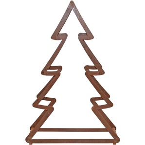 Dekobaum HOFMANN LIVING AND MORE Weihnachtsbaum, Weihnachtsdeko aussen Dekofiguren Gr. B/H/T: 64 cm x 95 cm x 24 cm, braun (rostbraun) Dekoweihnachtsbäume aus Metall, mit rostiger Oberfläche, Höhe ca. 95 cm
