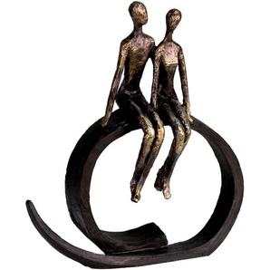 Dekofigur CASABLANCA BY GILDE Skulptur Close Dekofiguren Gr. B/H/T: 30 cm x 35 cm x 12 cm, braun (bronzefarben) Deko-Objekte Dekoobjekt, Höhe 35 cm, Pärchen, mit Spruchanhänger, Wohnzimmer