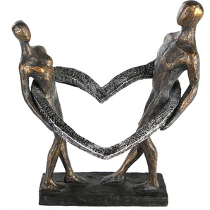 Dekofigur CASABLANCA BY GILDE Skulptur Connected Dekofiguren Gr. B/H/T: 26 cm x 31 cm x 13 cm, braun (bronzefarben) Deko-Objekte Dekoobjekt, Höhe 31 cm, mit Spruchanhänger, Wohnzimmer