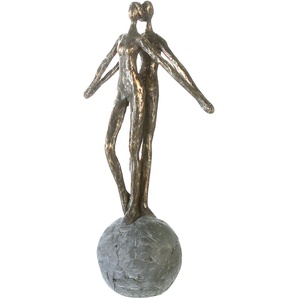 Dekofigur CASABLANCA BY GILDE Skulptur Encourage Dekofiguren Gr. B/H/T: 20 cm x 37 cm x 11 cm, braun (bronzefarben) Deko-Objekte Dekoobjekt, Höhe 37 cm, Pärchen, mit Spruchanhänger, Wohnzimmer
